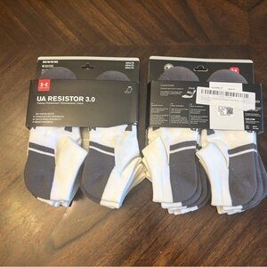 Under Armour UA Resistor 3.0 No-Show Socks - White & Gray (6-Pack) 2packs